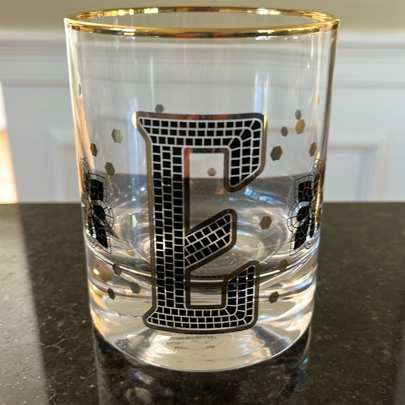 Anthropologie Bistro Subway “E” Old Fashioned Glass - Picture 4 of 9